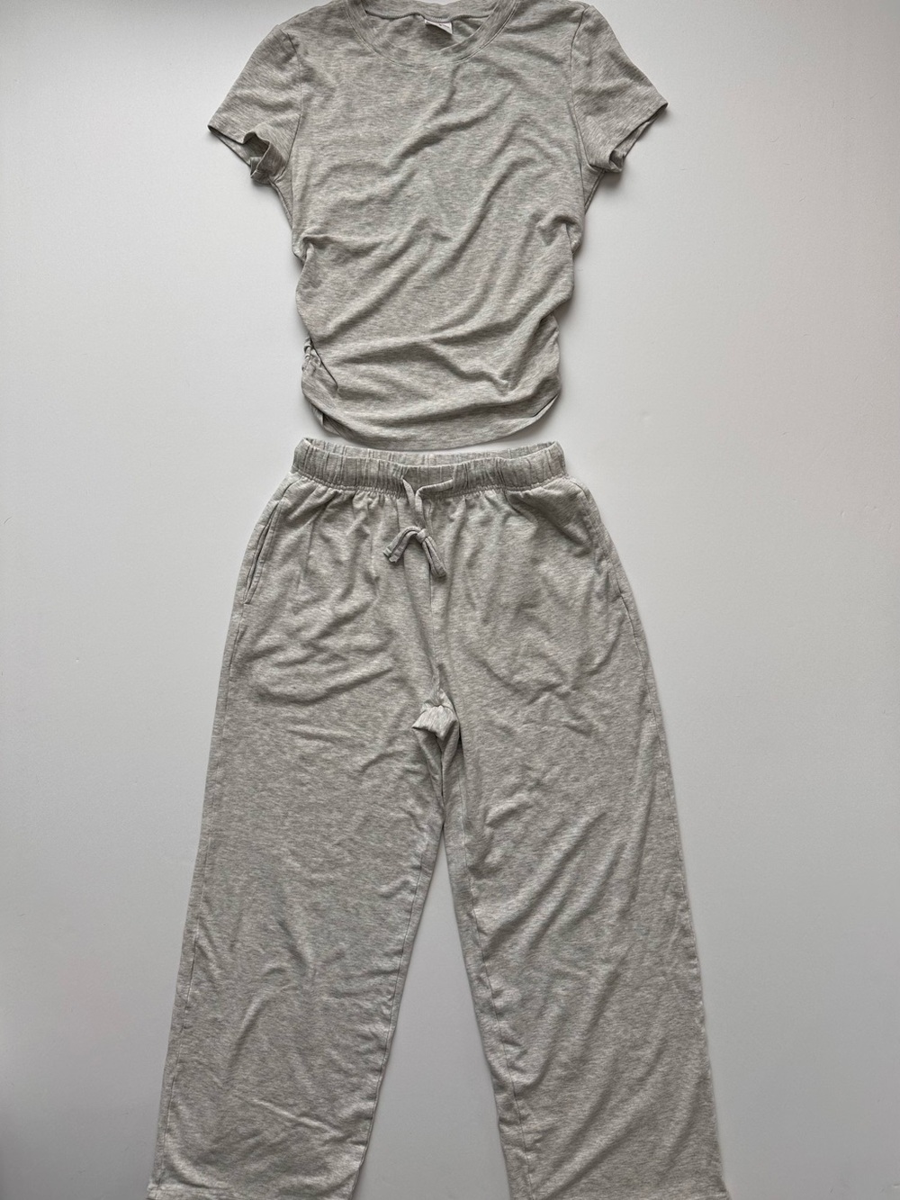Wiholl Heather Gray Loungewear Set - Tee & Drawstring Pants